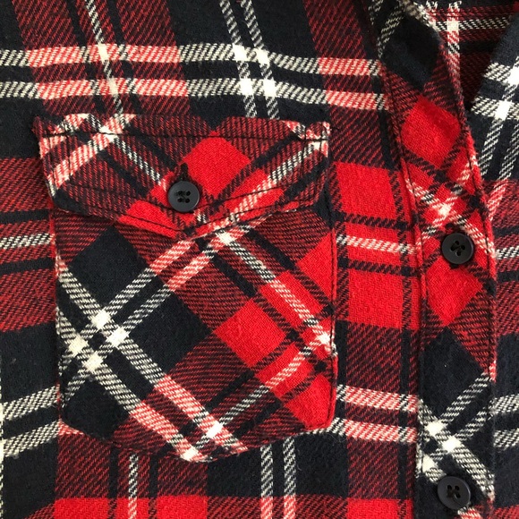 Red and Navy Plaid Flannel - Picture 3 of 5